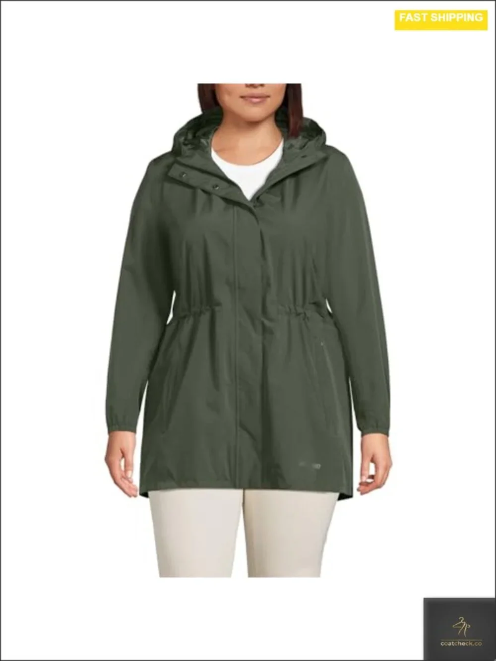 Lands' End Squall Waterproof Packable Raincoat Women's Anorak Hooded